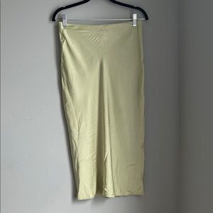Frank & Oak Pale Lime Midi Slip Skirt